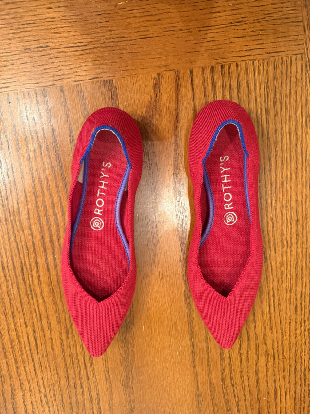 Rothy's Red Pointed-Toe Knit Flats